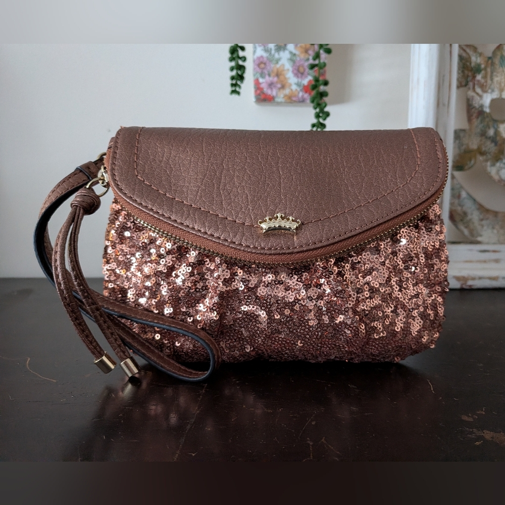 Juicy Couture Metallic Copper Sequin Mini Bag Crown Logo